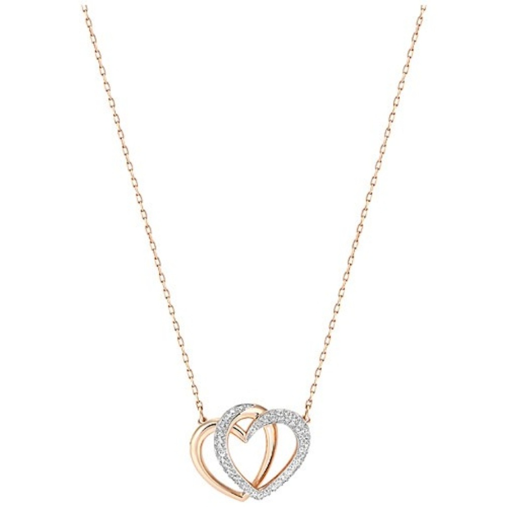 Swarovski Rose Gold Crystal Pavé Heart Necklace
